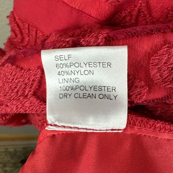 Tadashi Shoji Womens V-Neck Sheath Dress Size 12 Red Floral Embroidered Lace - Picture 8 of 8